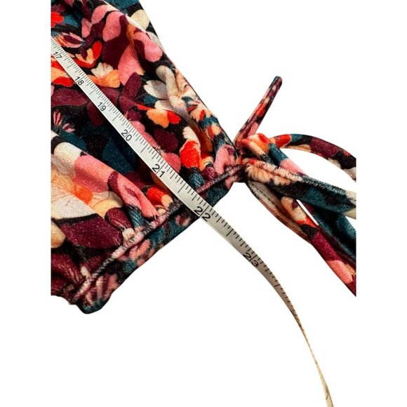 BCBGeneration Retro Floral Velvet Long Sleeve Ruffle Mini Dress Size 8 - Picture 7 of 9